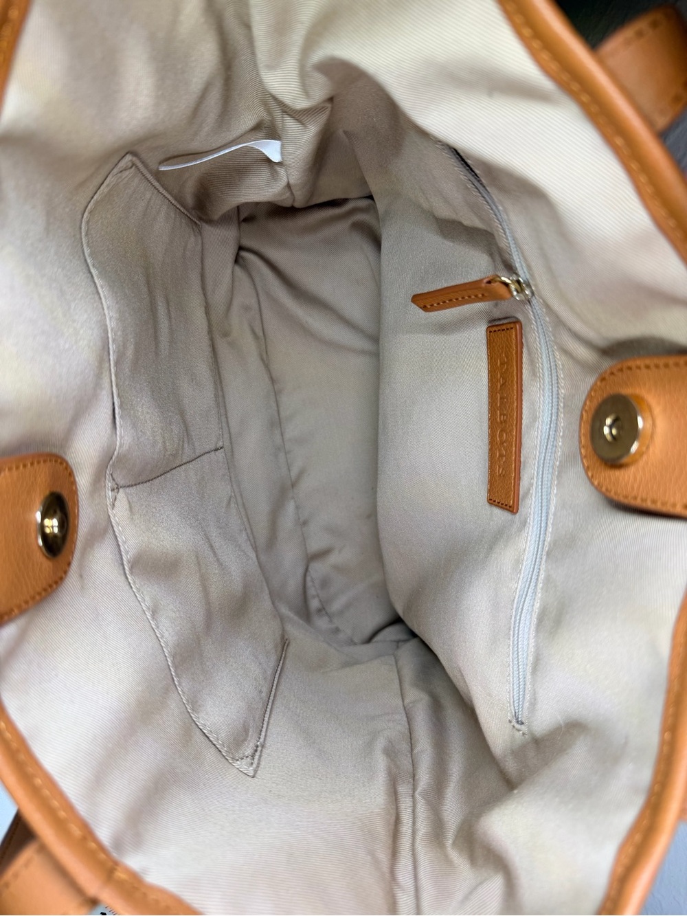 Talbots Neutral Woven Tote with Tan Trim - Picture 8 of 9